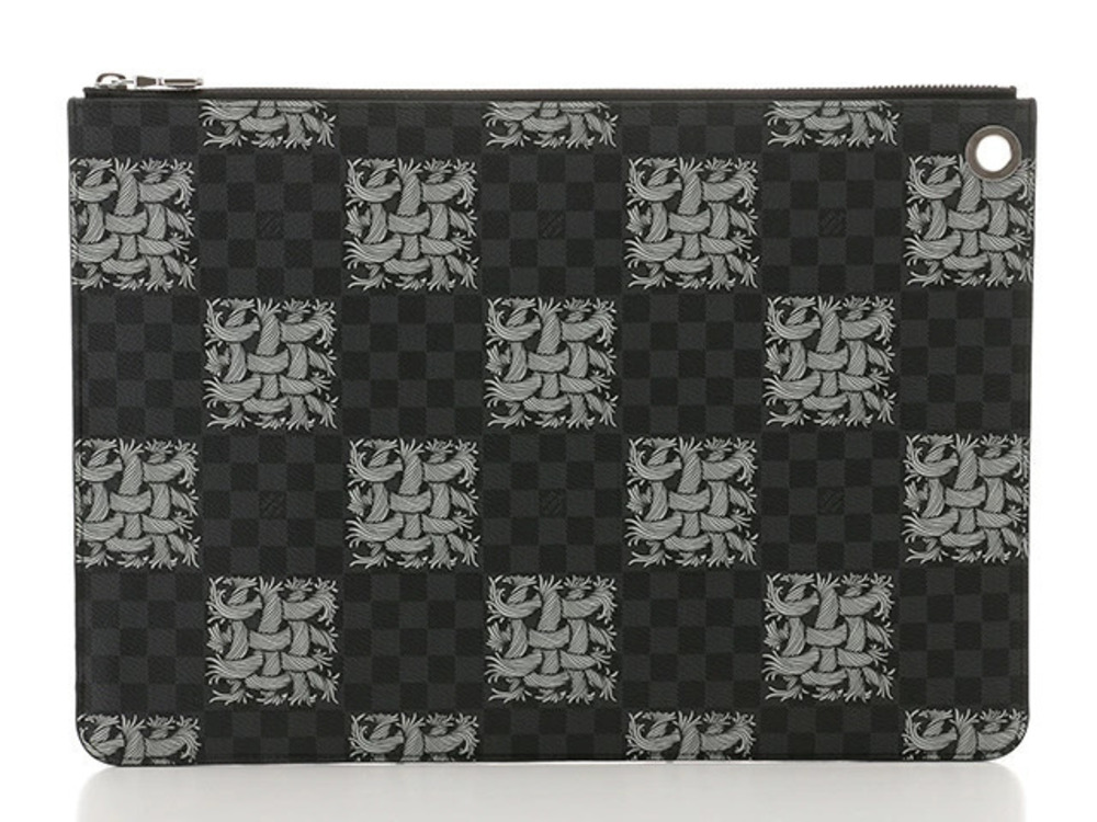LOUIS VUITTON Pochette Jour Clutch Bag Damier Graphite Black